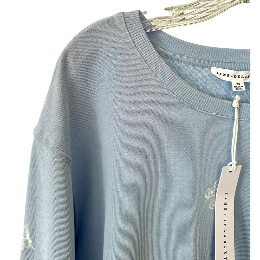 Jane & Delancey Women's Embroidered Pullover Top Long Sleeve Plus Size 2X Blue - Picture 4 of 8
